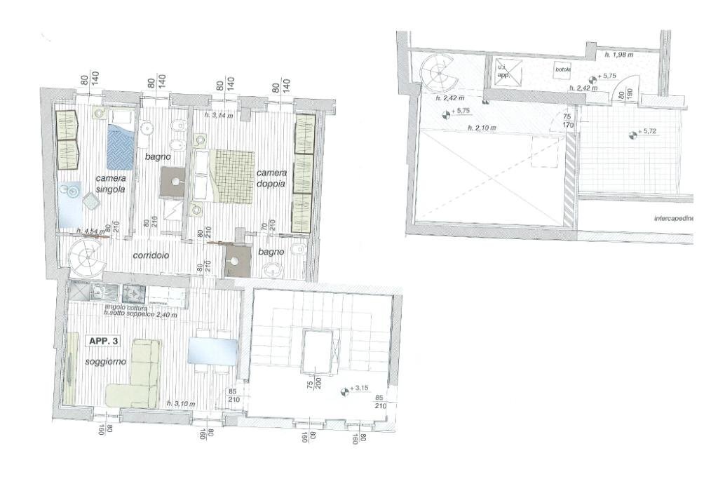 Three-room apartment Via Matteotti, Peschiera Borromeo - floor plans 1