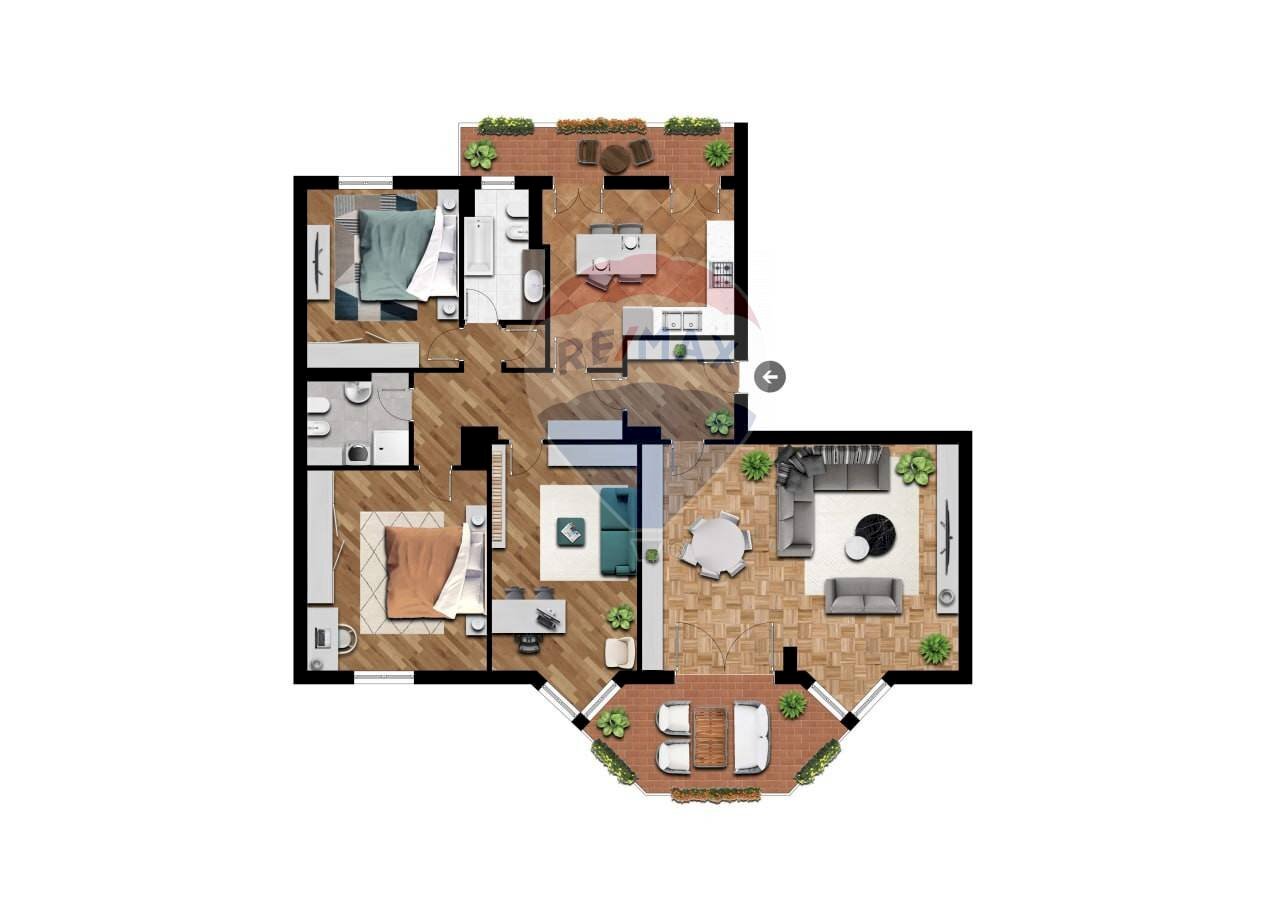 Pianta 2D - Quadrilocale Via Sardegna
 
66, Palermo - planimetria 1