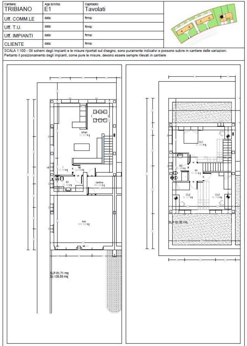 tribiano villa e1 - Villa via Pertini, Tribiano - floor plans 1