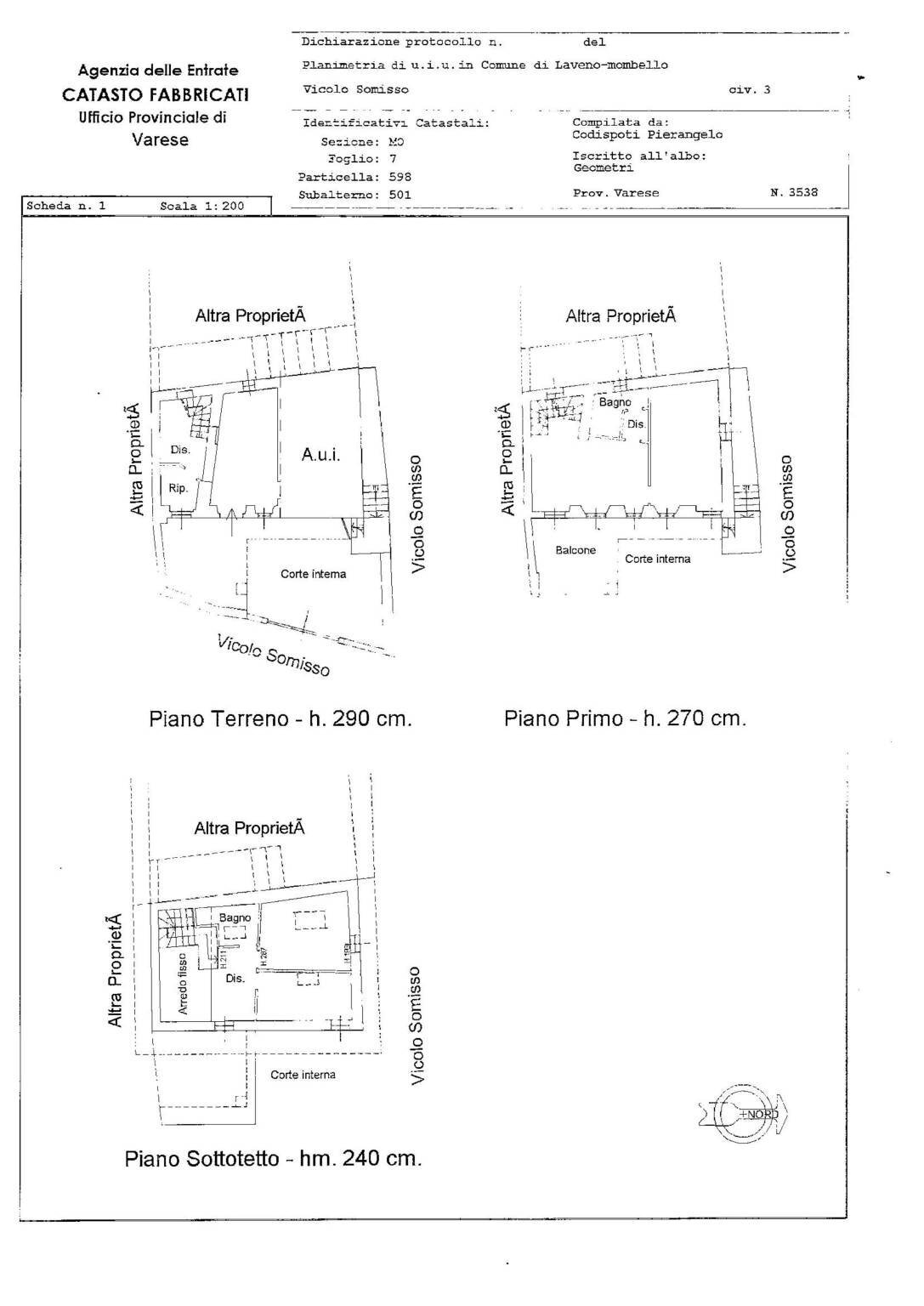 Quadrilocale vicolo Somisso, Laveno-Mombello - planimetria 1