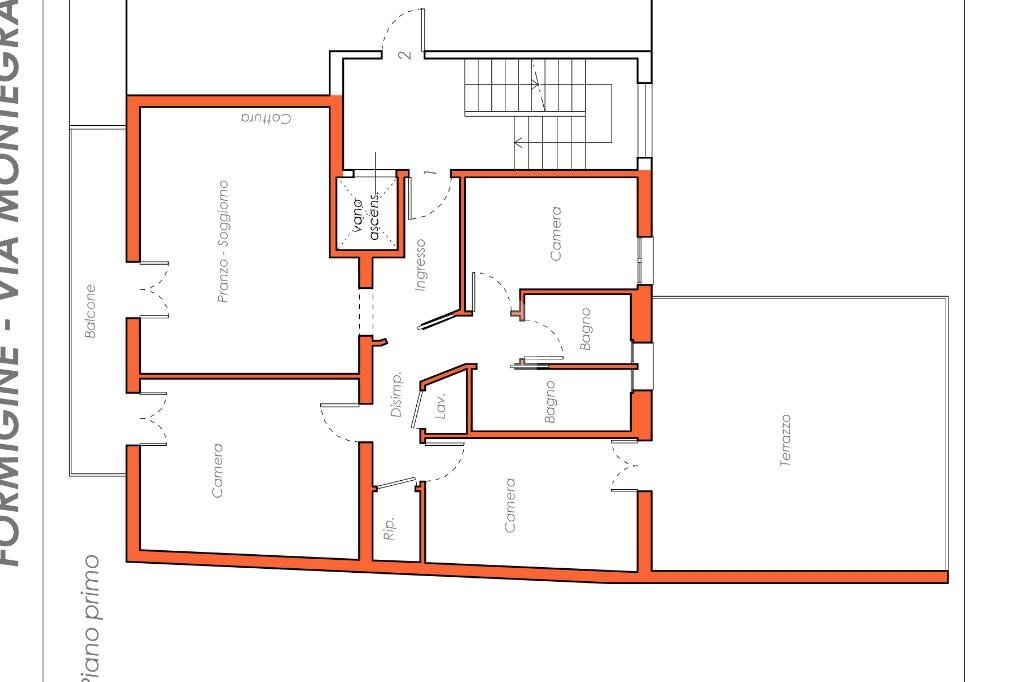 Four-room apartment Via Montegrappa, Formigine - floor plans 1