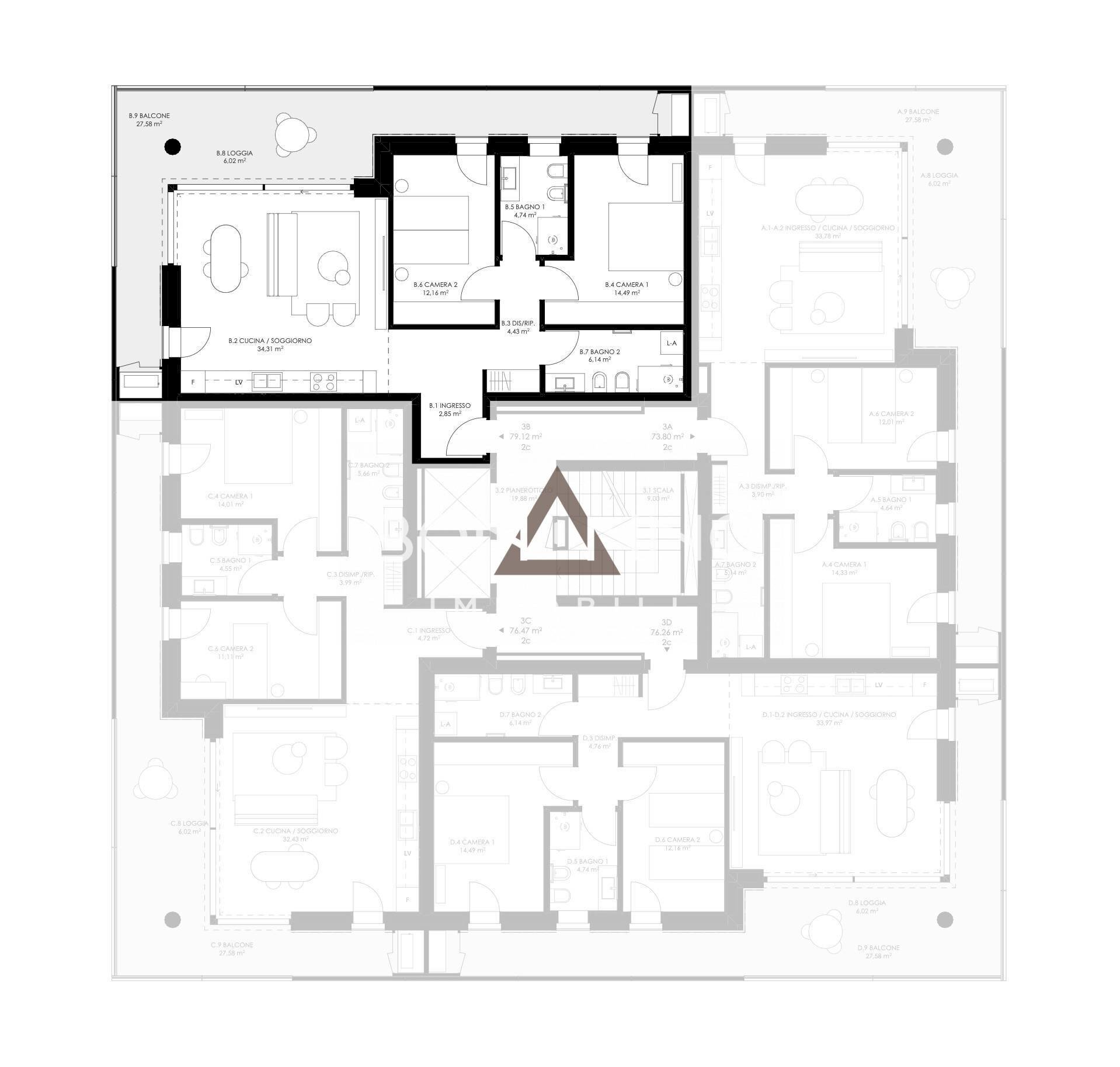 Foto 21 - Three-room apartment VIALE EUROPA, Castelfranco Veneto - floor plans 1