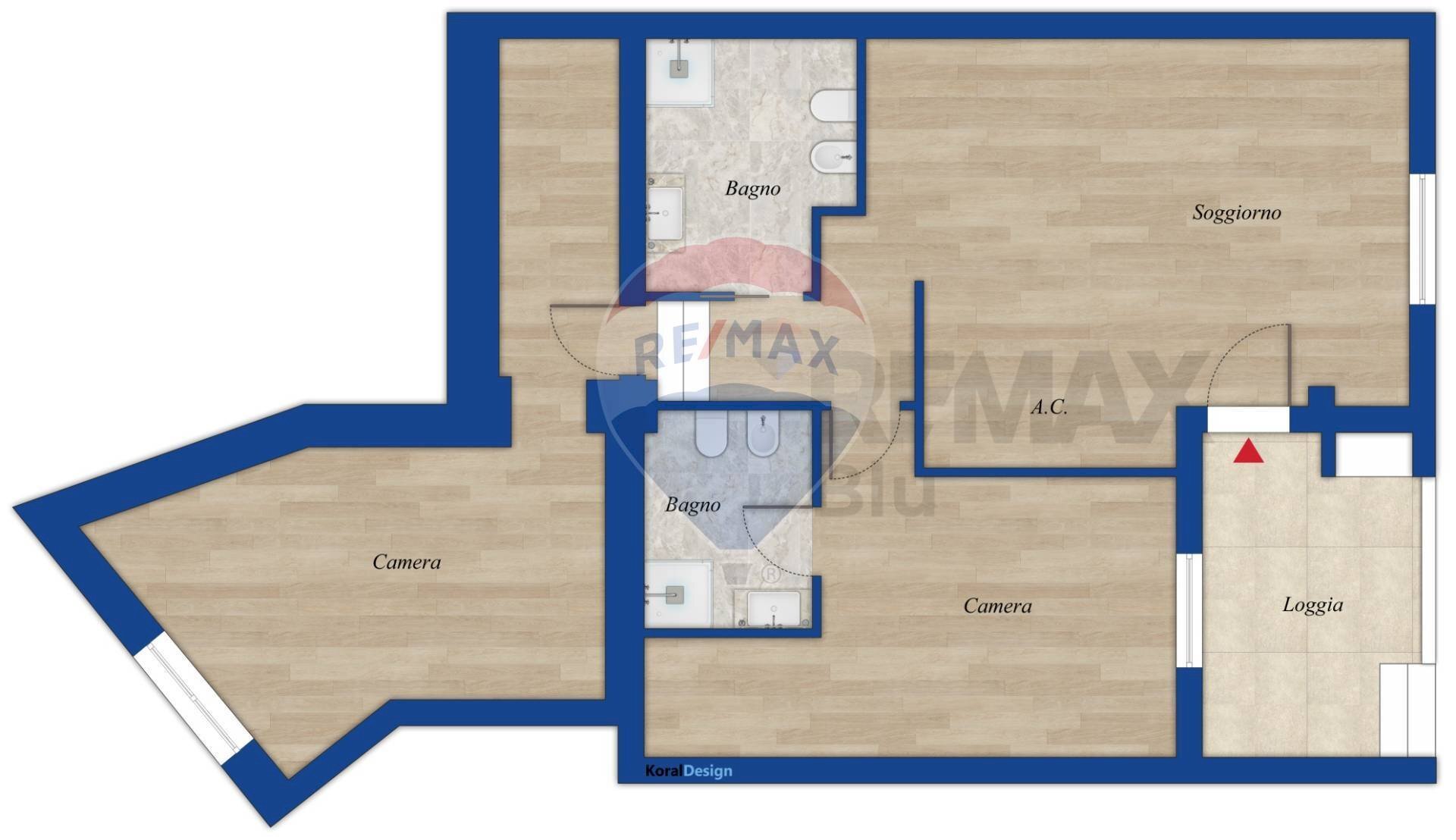 Pianta 2D - Three-room apartment Via Monti Sabini
 
223I, Monterotondo - floor plans 1