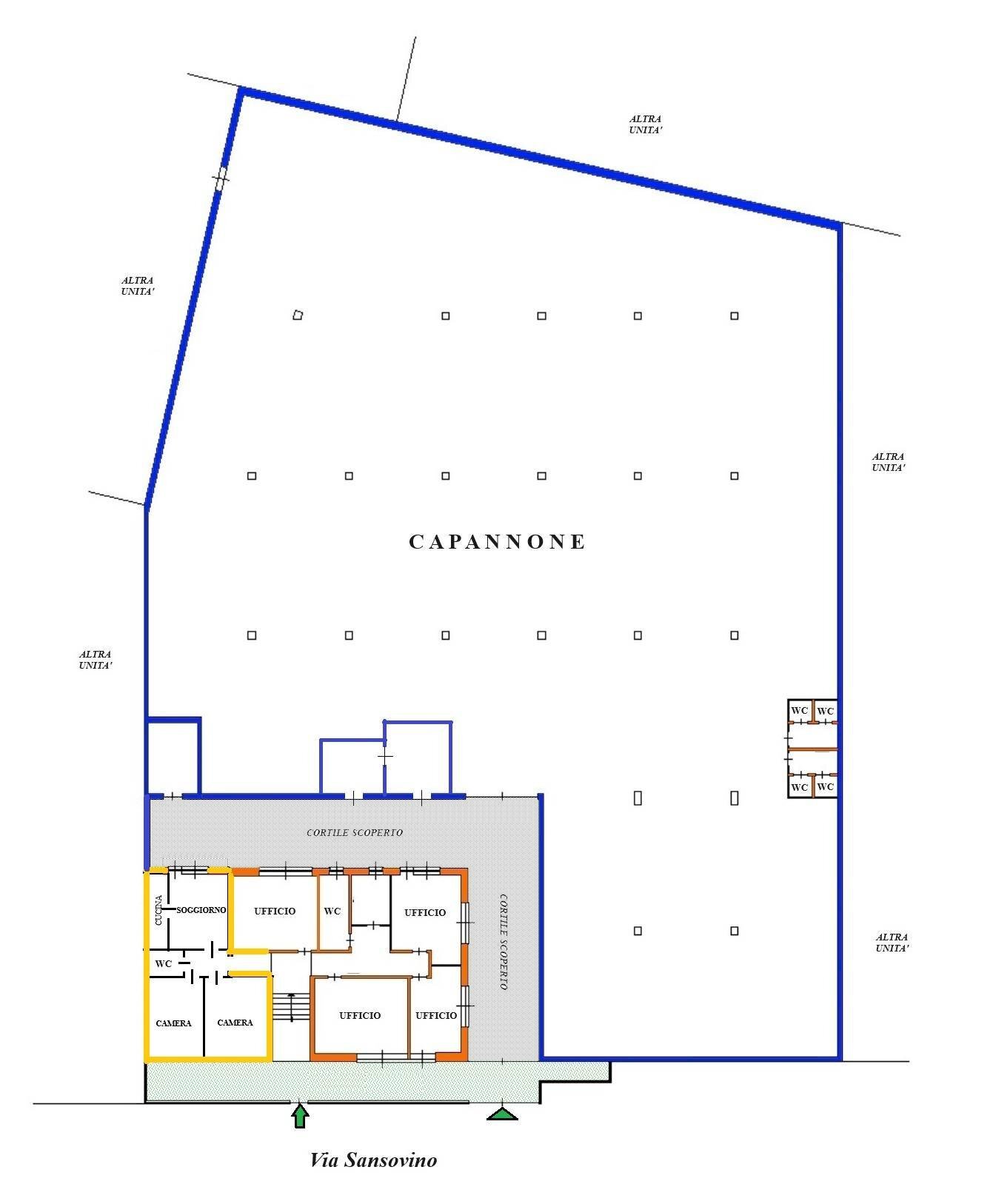 Foto 2 - Capannone Via Sansovino
 
243/65, Torino - planimetria 1