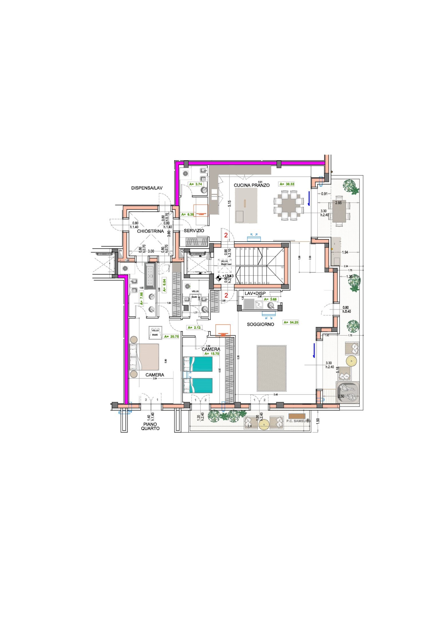 Attico Via Padre Massimiliano Kolbe, Pesaro - planimetria 1