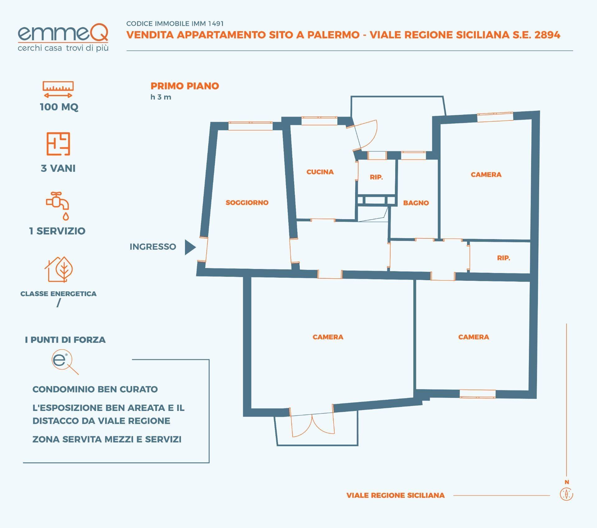 Foto 19 - Trilocale viale Regione Siciliana S.E.
 
2894, Palermo - planimetria 1