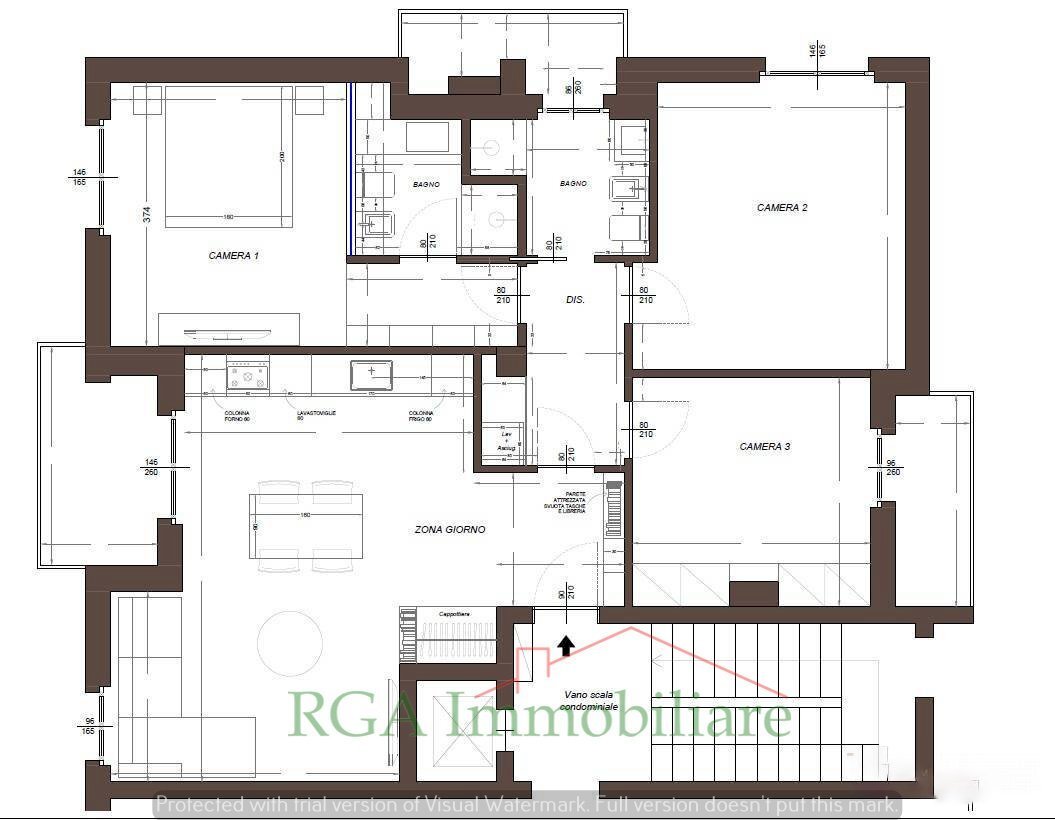 Four-room apartment via Cesare Battisti, Bergamo - floor plans 1