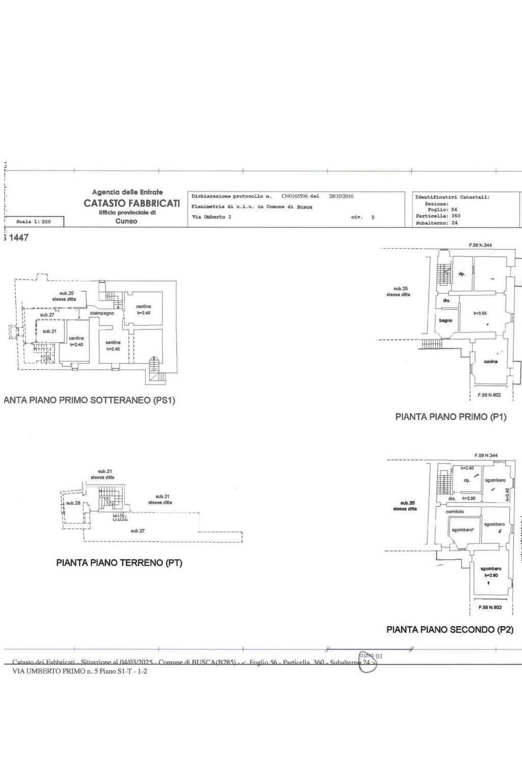 Appartamento via Umberto I, 5, Busca - planimetria 1