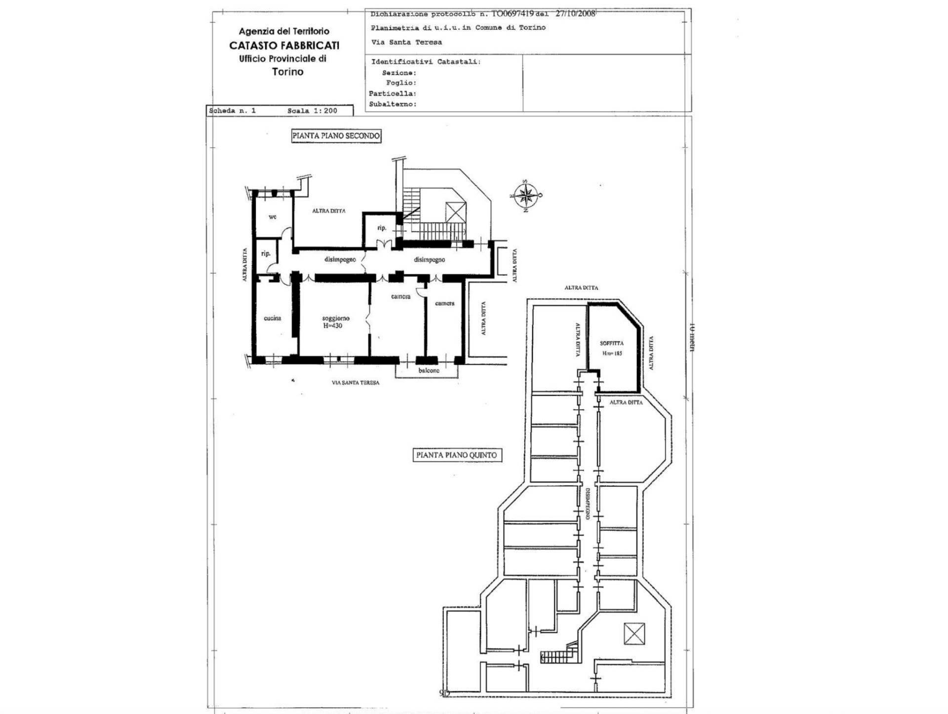 Foto 22 - Four-room apartment Via Santa Teresa, Torino - floor plans 1