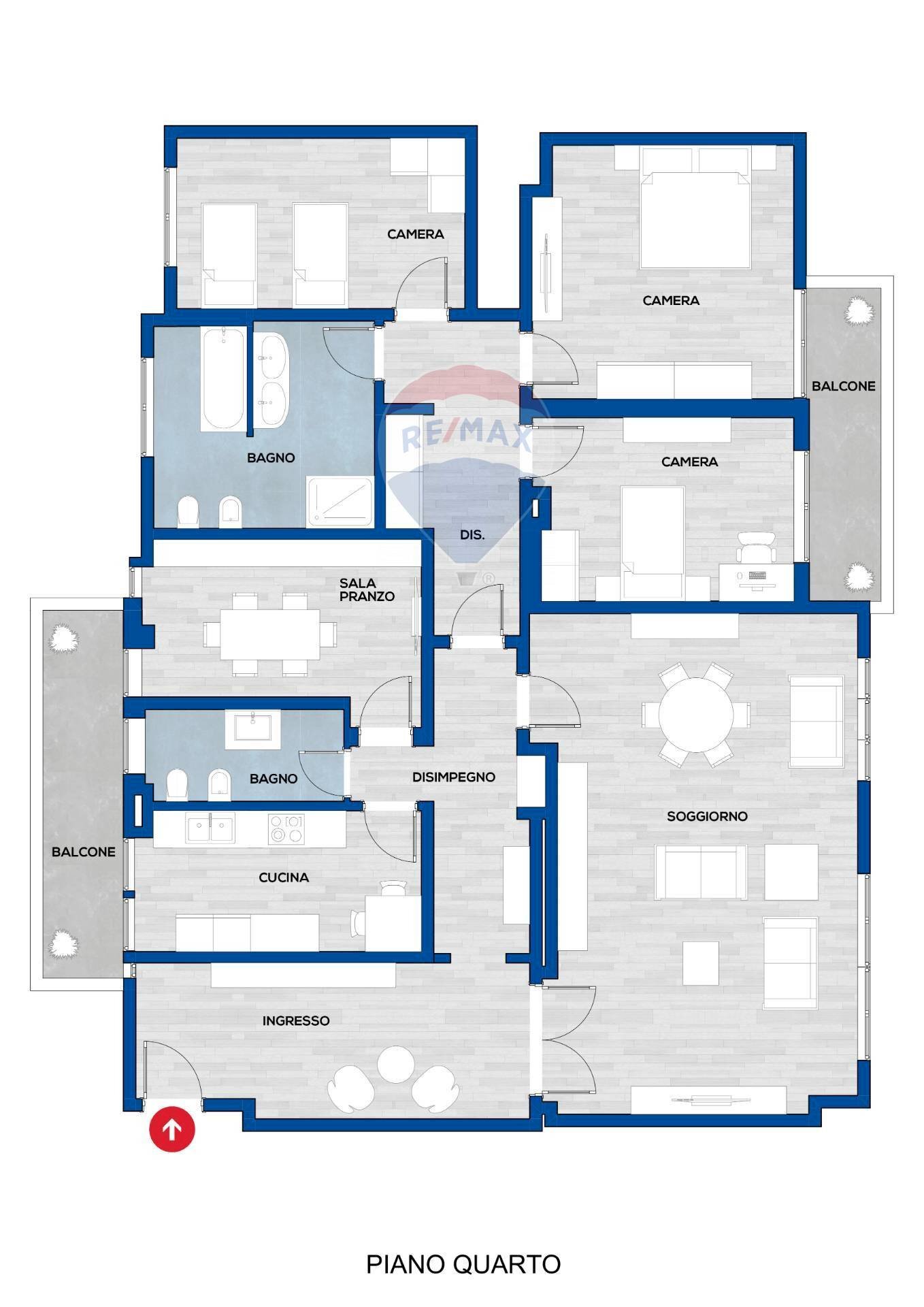 Pianta 2D - Appartamento viale Umberto I
 
72, Sassari - planimetria 1