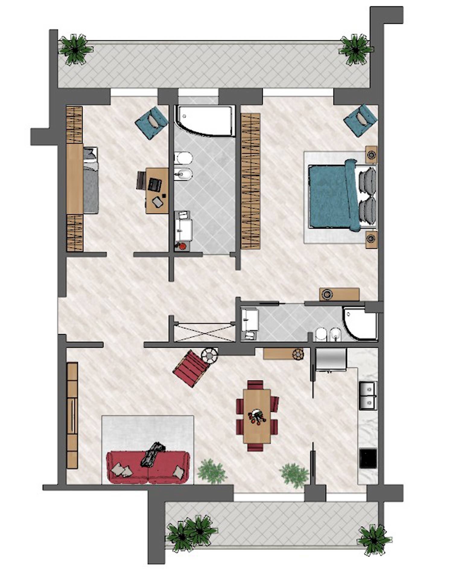 RENDERING - Appartamento Via Coronata
 
55A, Genova - planimetria 1