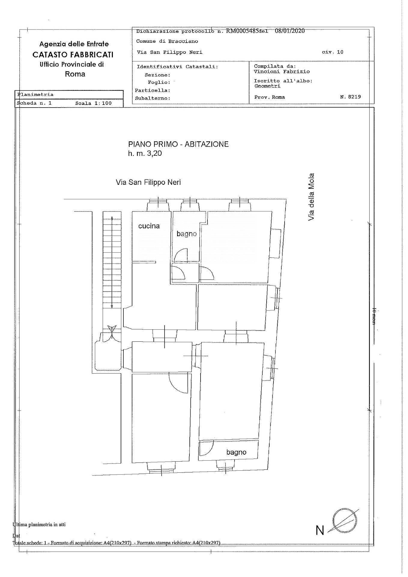 Foto 46 - Quadrilocale Via San Filippo Neri
 
10, Bracciano - planimetria 1