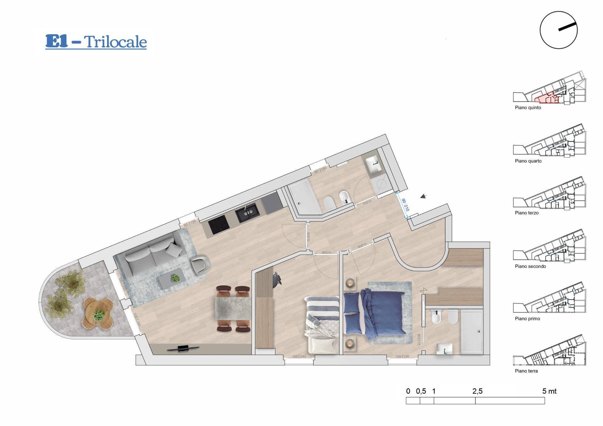Foto 15 - Trilocale Via Alfredo Soffredini
 
75, Milano - planimetria 1