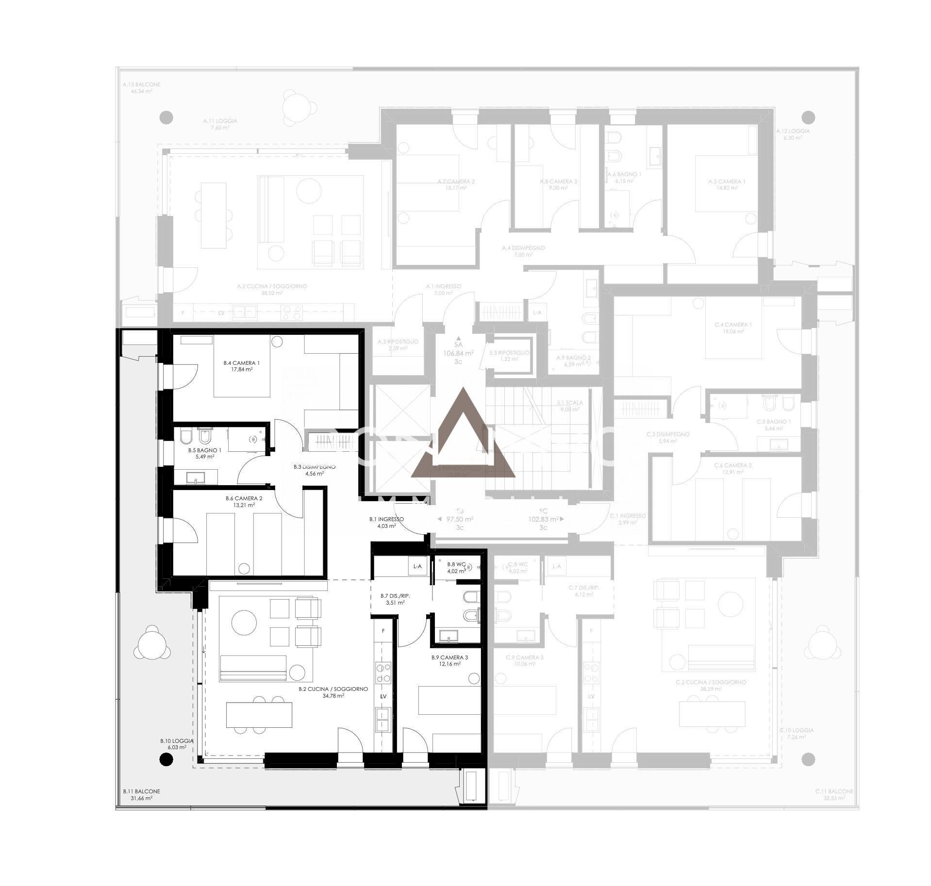 Foto 21 - Quadrilocale VIALE EUROPA, Castelfranco Veneto - planimetria 1