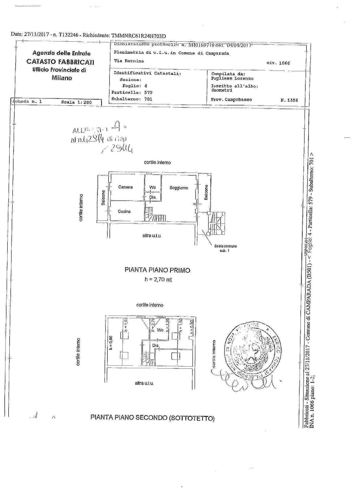 Foto 41 - Quadrilocale bernina
 
1066, Camparada - planimetria 1