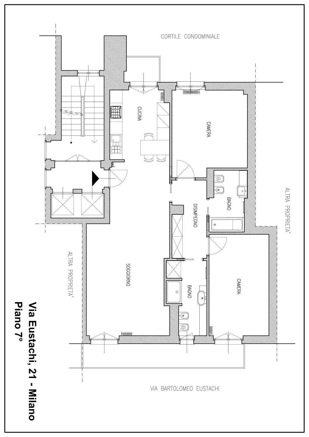 Four-room apartment via Bartolomeo Eustachi, 21, Milano - floor plans 1