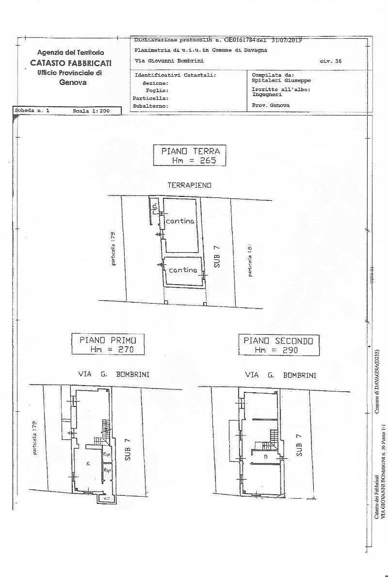 Terraced Villa via Giovanni Bombrini, 36, Davagna - floor plans 1