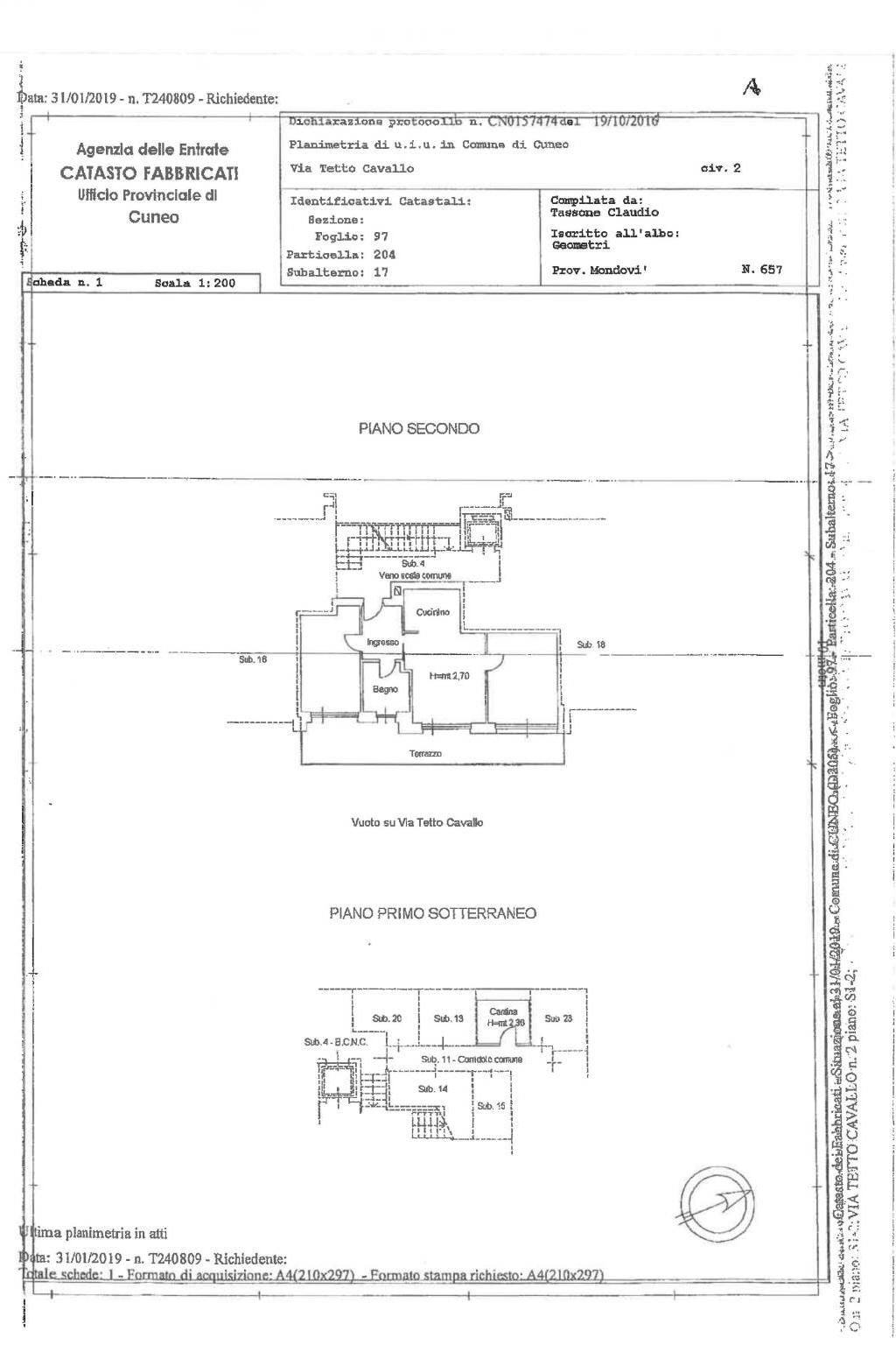 Trilocale via Tetto Cavallo, 2, Cuneo (zona Centro) - planimetria 1
