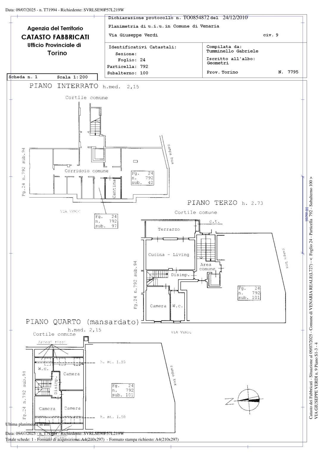 Appartamento via Giuseppe Verdi, 9, Venaria Reale - planimetria 1