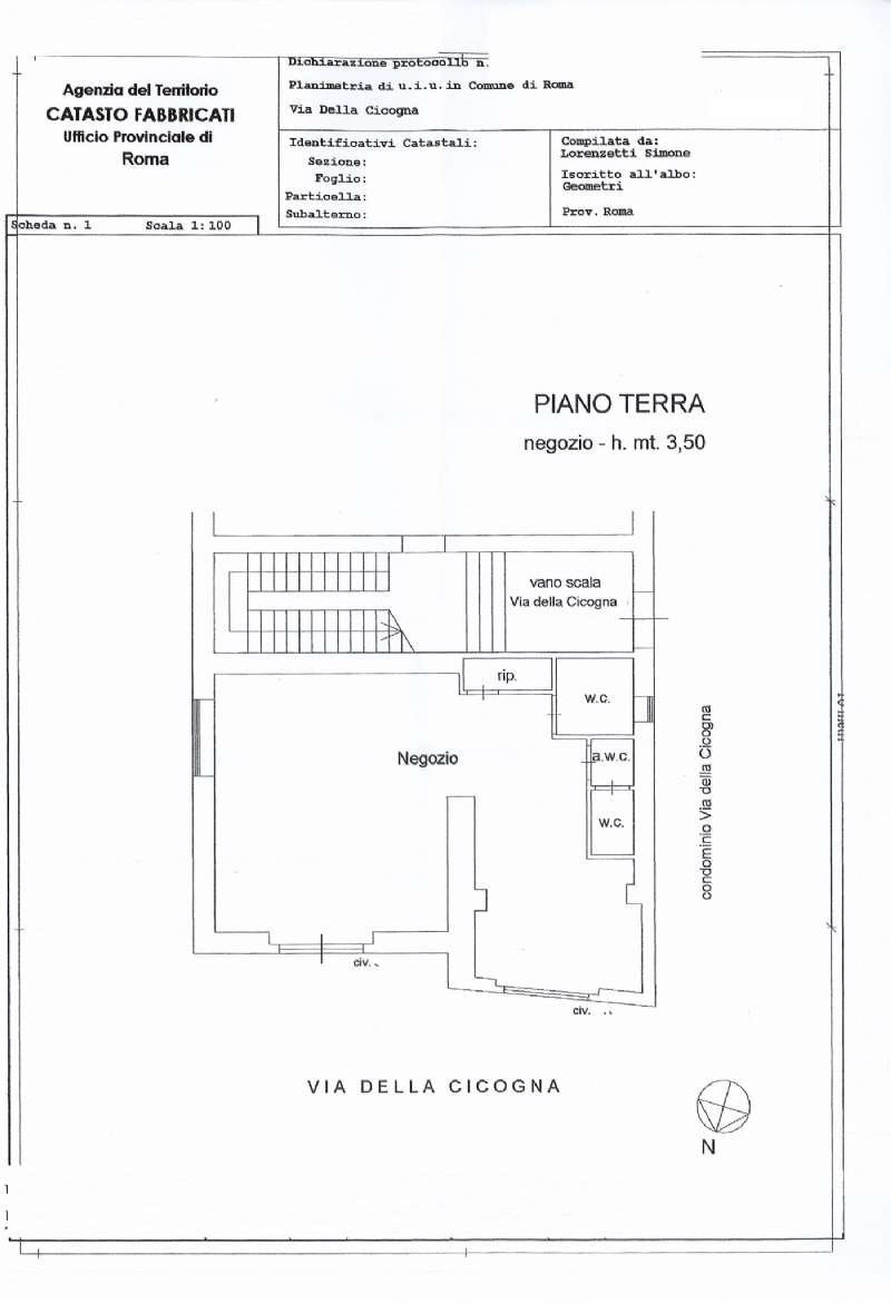 page0001 - Negozio via Della cicogna, 5, Roma - planimetria 1