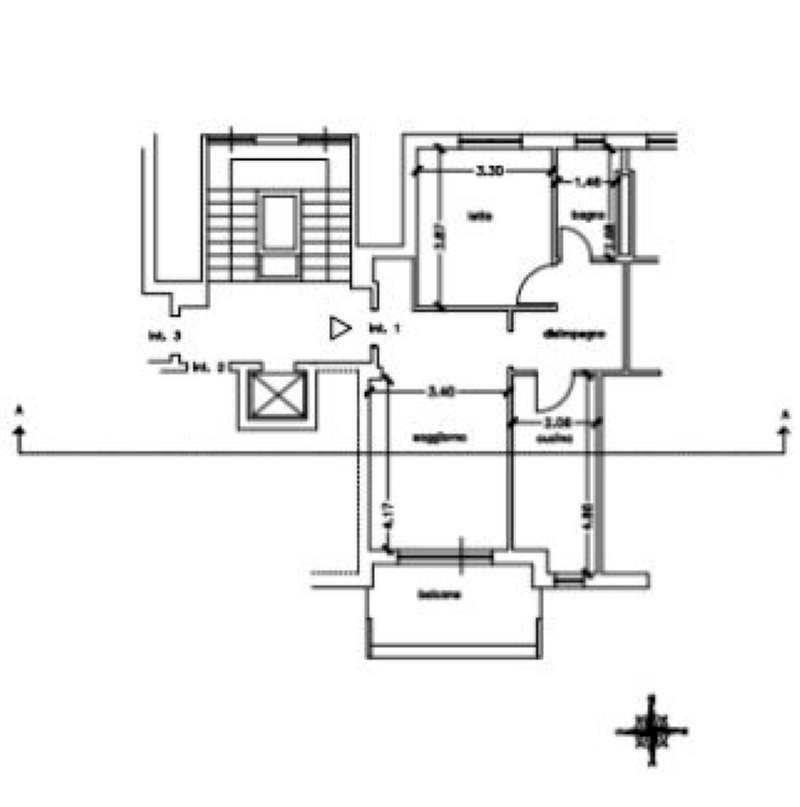 Planimetria - Bilocale via Padre Alberto Grammatico, Roma (zona Mostacciano) - planimetria 1