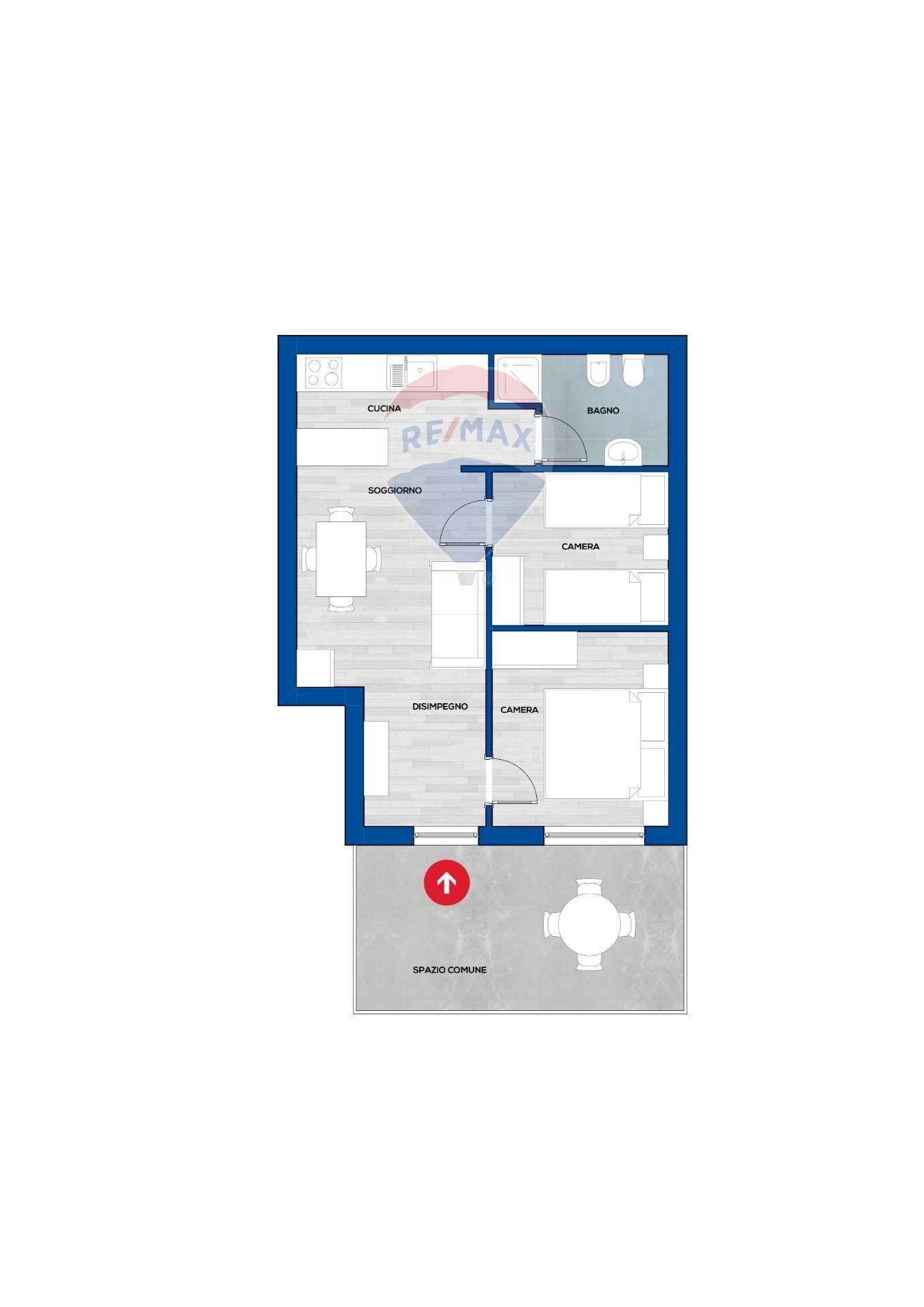 Pianta 2D - Trilocale Via Giuseppe Parini
 
21, Valledoria - planimetria 1