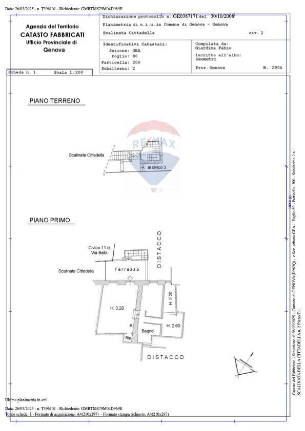 Foto 36 - Appartamento Scalinata Cittadella
 
2, Genova - planimetria 1