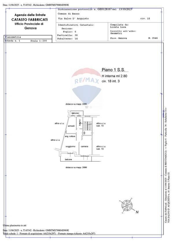 Foto 33 - Appartamento Via Salvo D'Acquisto
 
18, Recco - planimetria 1