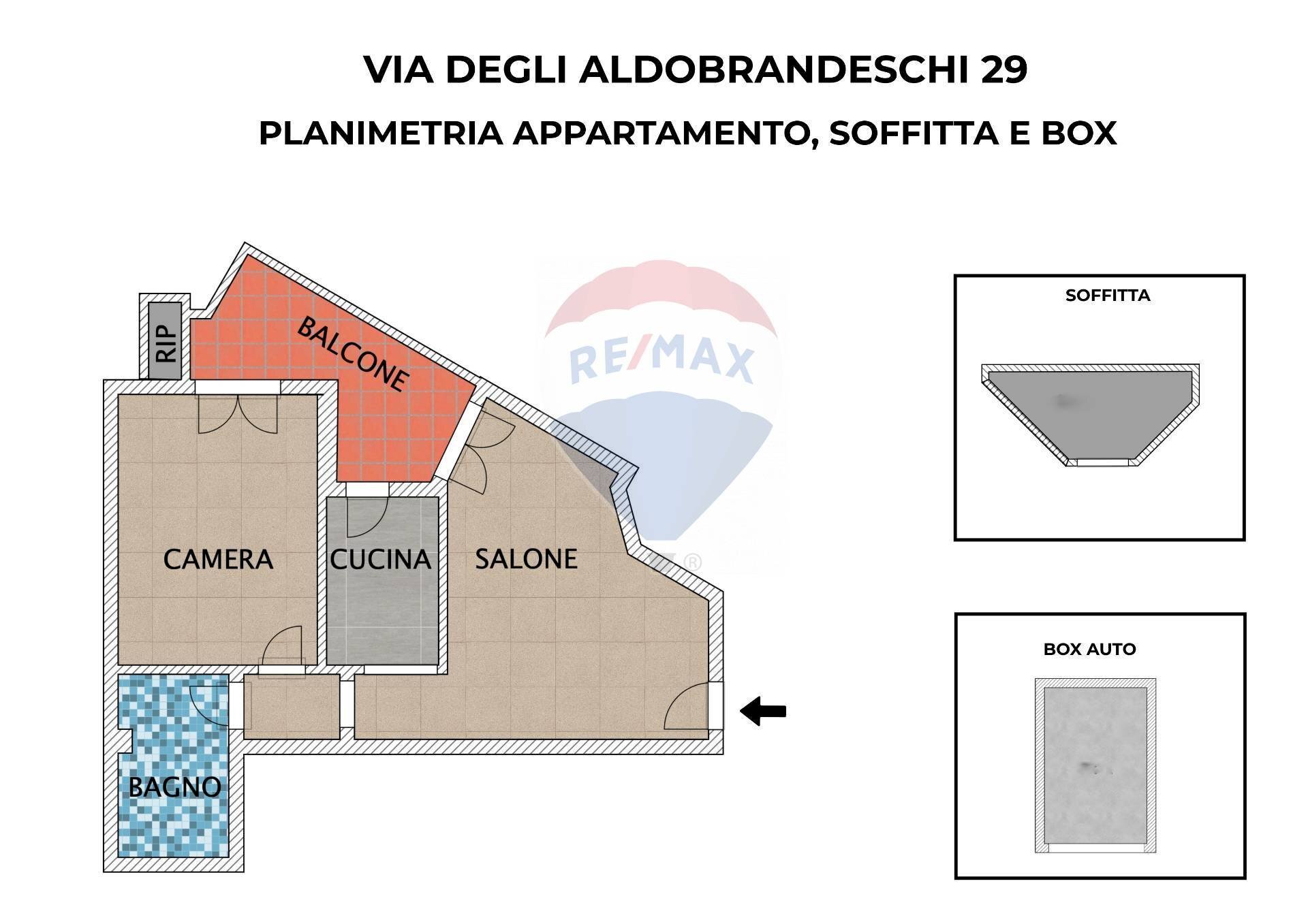 Pianta 2D - Bilocale Via Degli Aldobrandeschi, Roma - planimetria 1