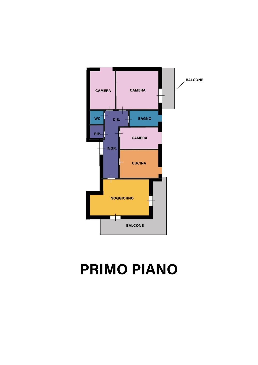 Quadrilocale via Tommaso Zoffili, Forlì - planimetria 1
