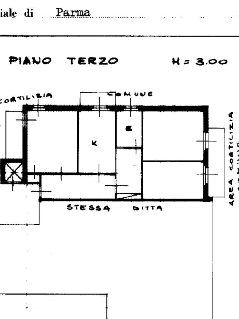 Three-room apartment Strada Antonio Zarotto, Parma (neighborhood Lubiana) - floor plans 1
