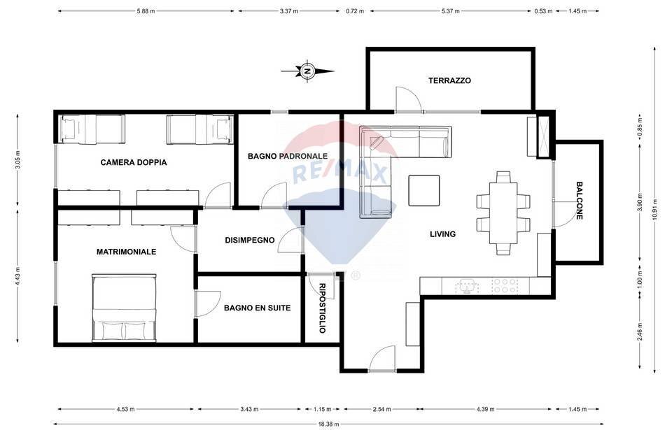 Pianta 2D - Appartamento Artogne - planimetria 1