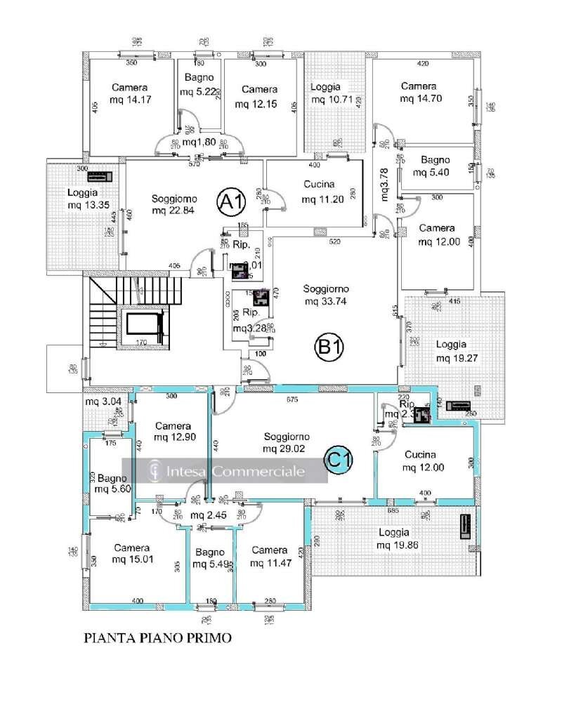 appartamento c1 - Four-room apartment Roncadelle - floor plans 1