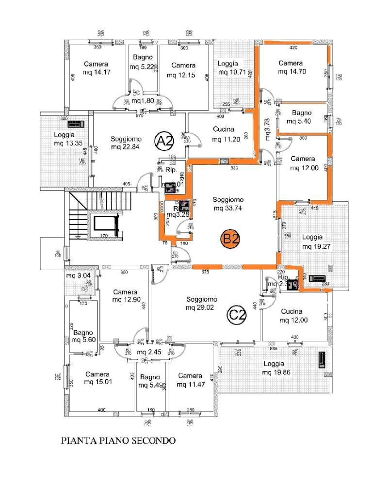 appartamento b2 - Three-room apartment Roncadelle - floor plans 1