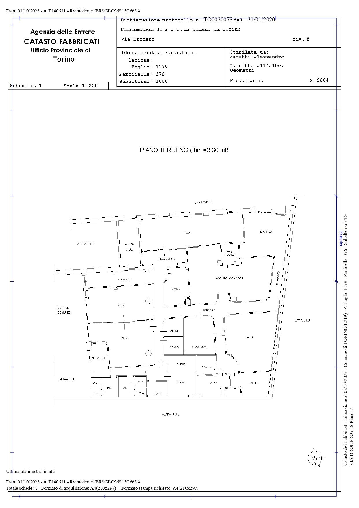 Commercial Premises via Dronero, 6, Torino (neighborhood San Donato) - floor plans 1