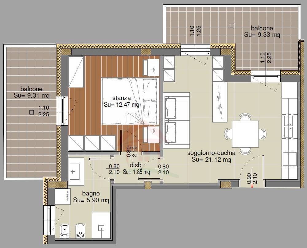 Foto 9 - Two-room apartment Trento - floor plans 1