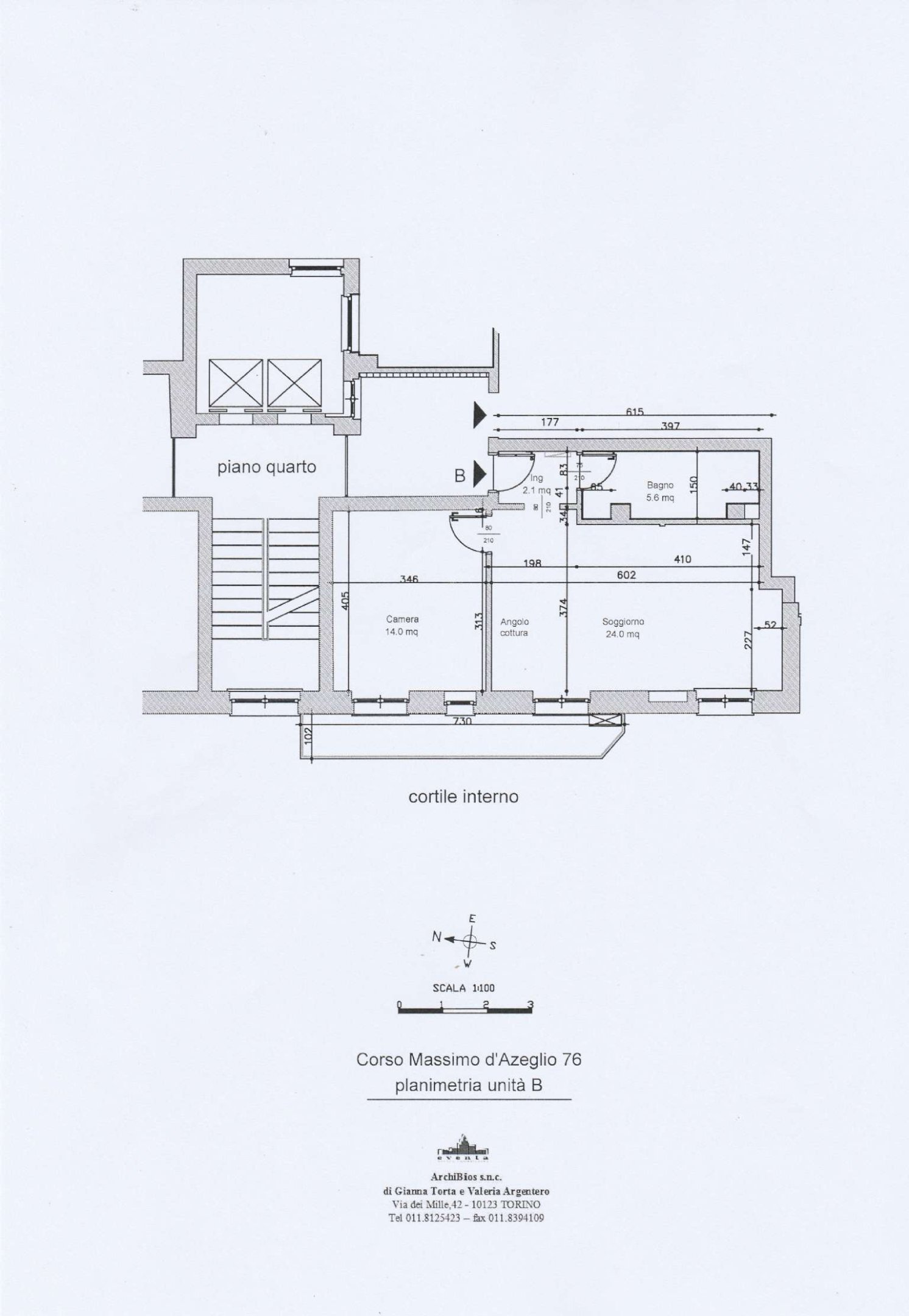 planimetria - Bilocale corso Massimo D'Azeglio, 76, Torino (zona San Salvario) - planimetria 1
