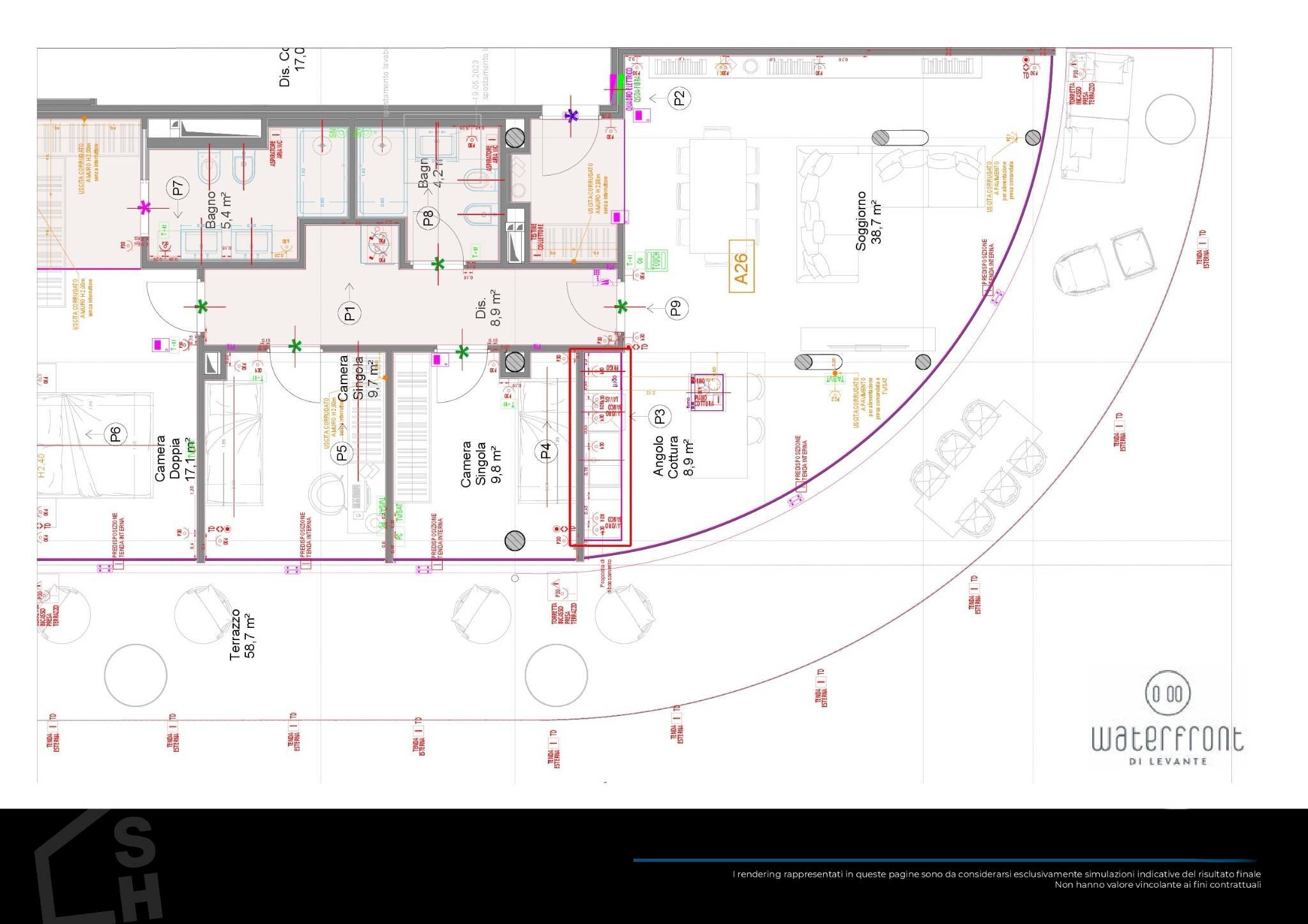 Apartment via dei Pescatori, Genova - floor plans 1