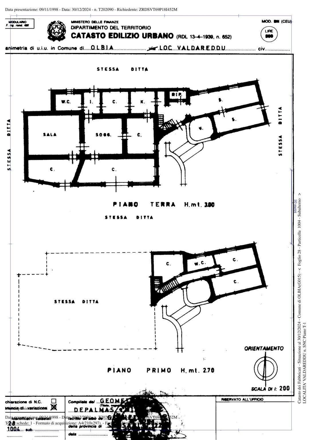 Villa via Plebi, Olbia - planimetria 1