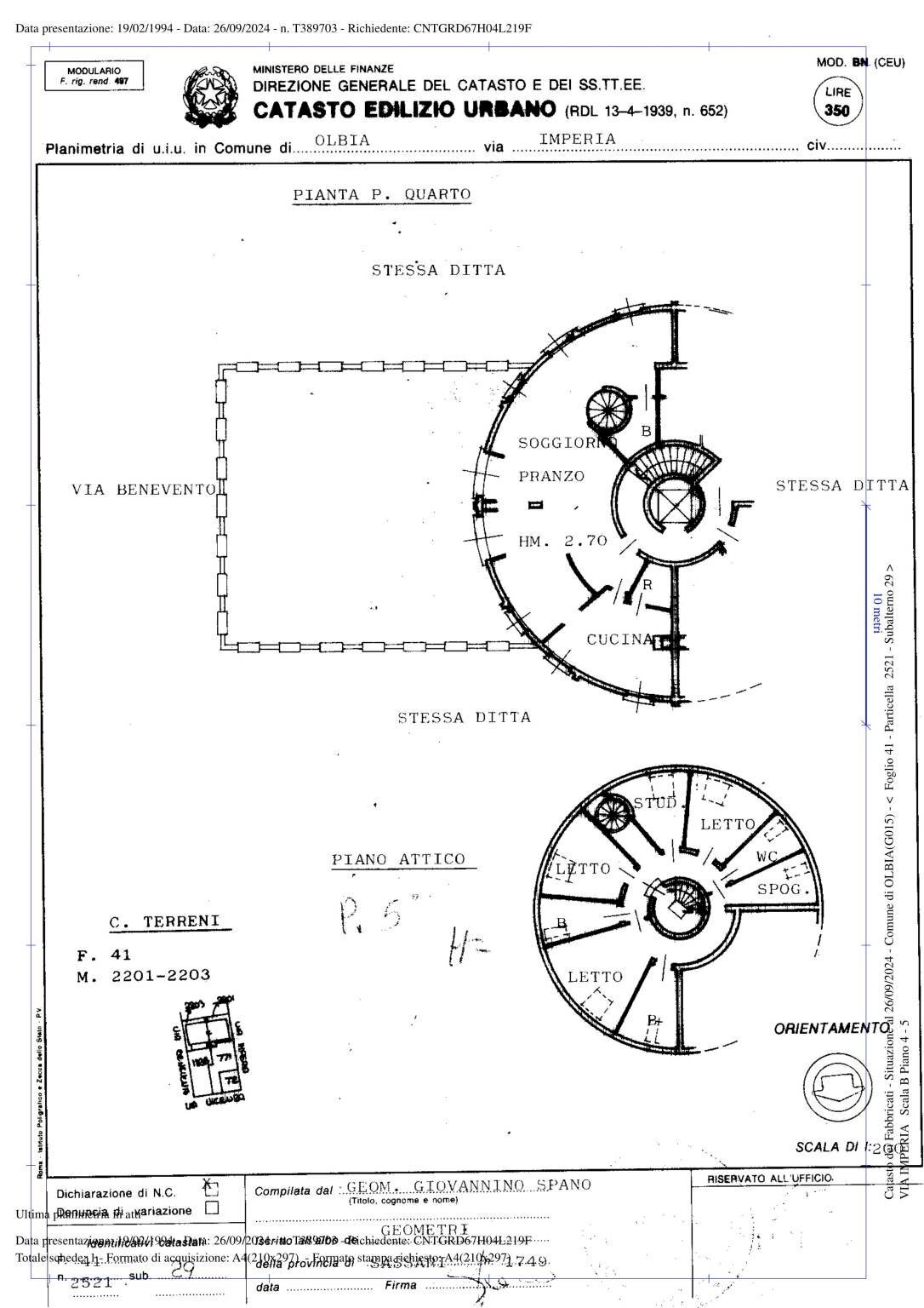 Attico via Imperia, 129, Olbia - planimetria 1