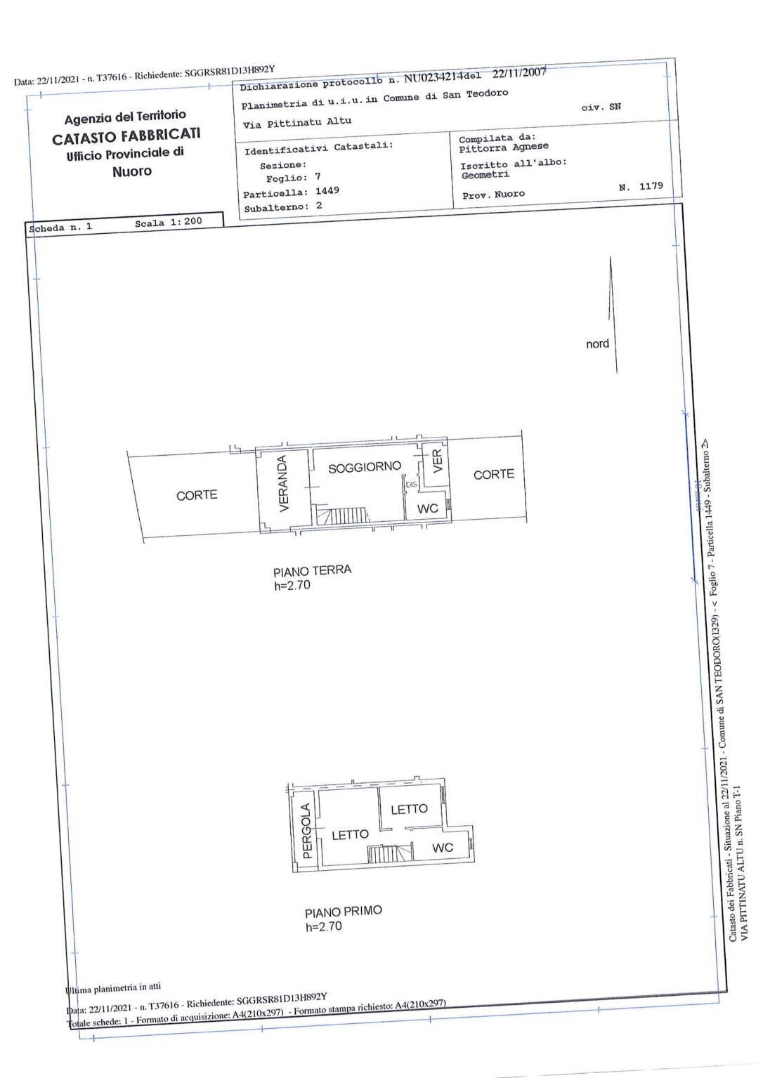 Villa a Schiera via Pittinatu, San Teodoro - planimetria 1