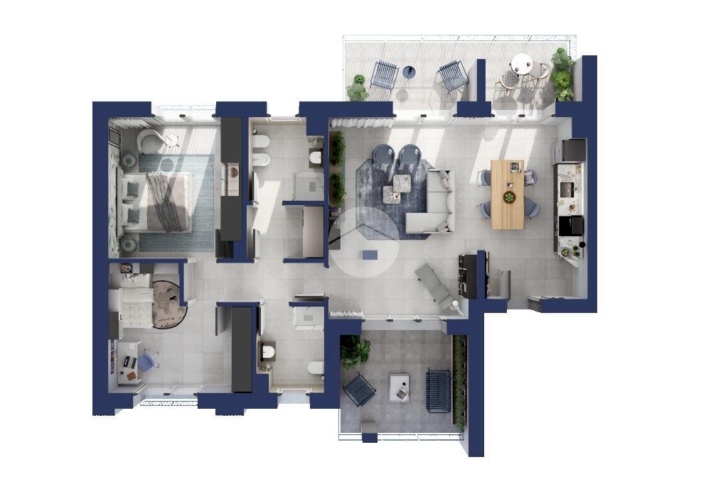 Three-room apartment Via chiesa, Marcallo con Casone - floor plans 1
