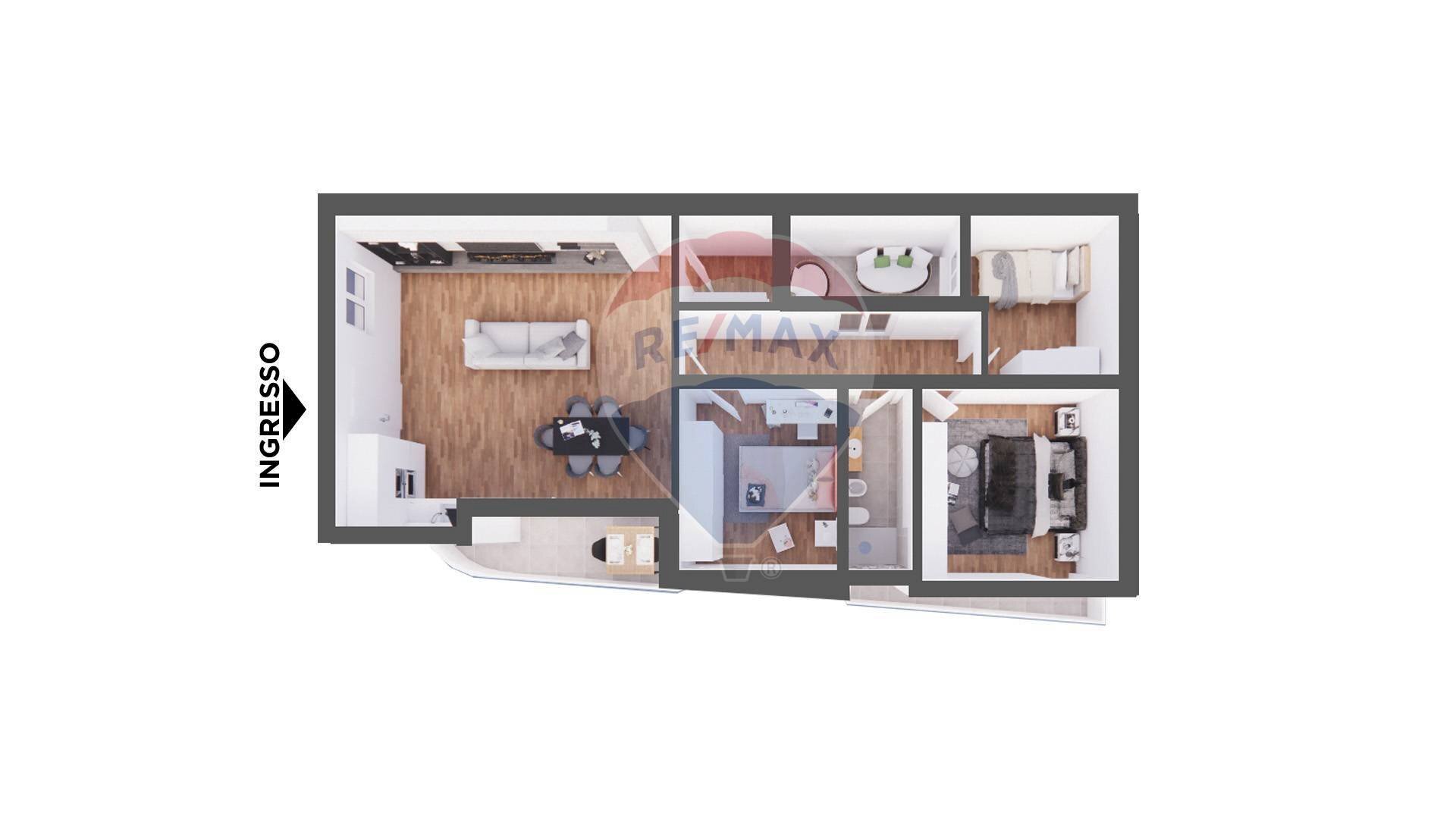 Pianta 3D - Four-room apartment Via Don Francesco Riccardi
 
NC, Sannicandro di Bari - floor plans 1