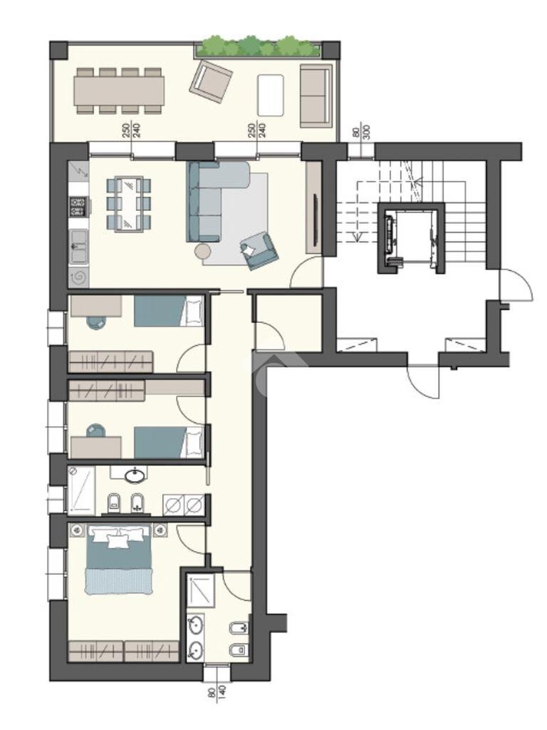 Quadrilocale Viale Antonio Gramsci, Mirandola - planimetria 1