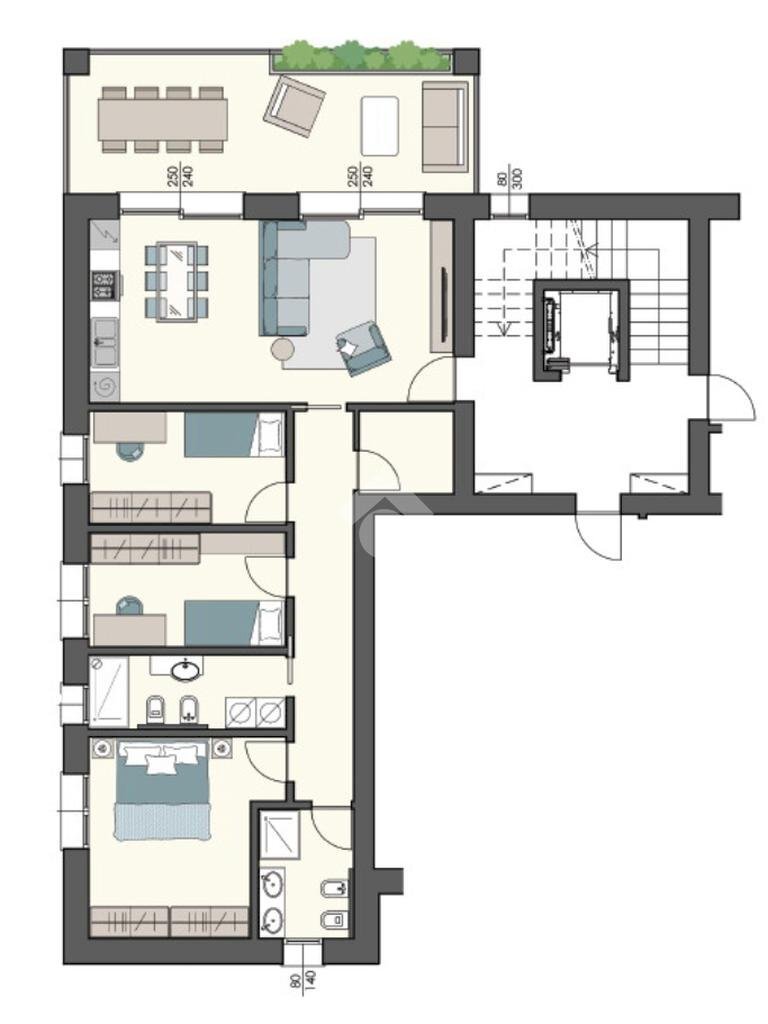 Trilocale Viale Antonio Gramsci, Mirandola - planimetria 1