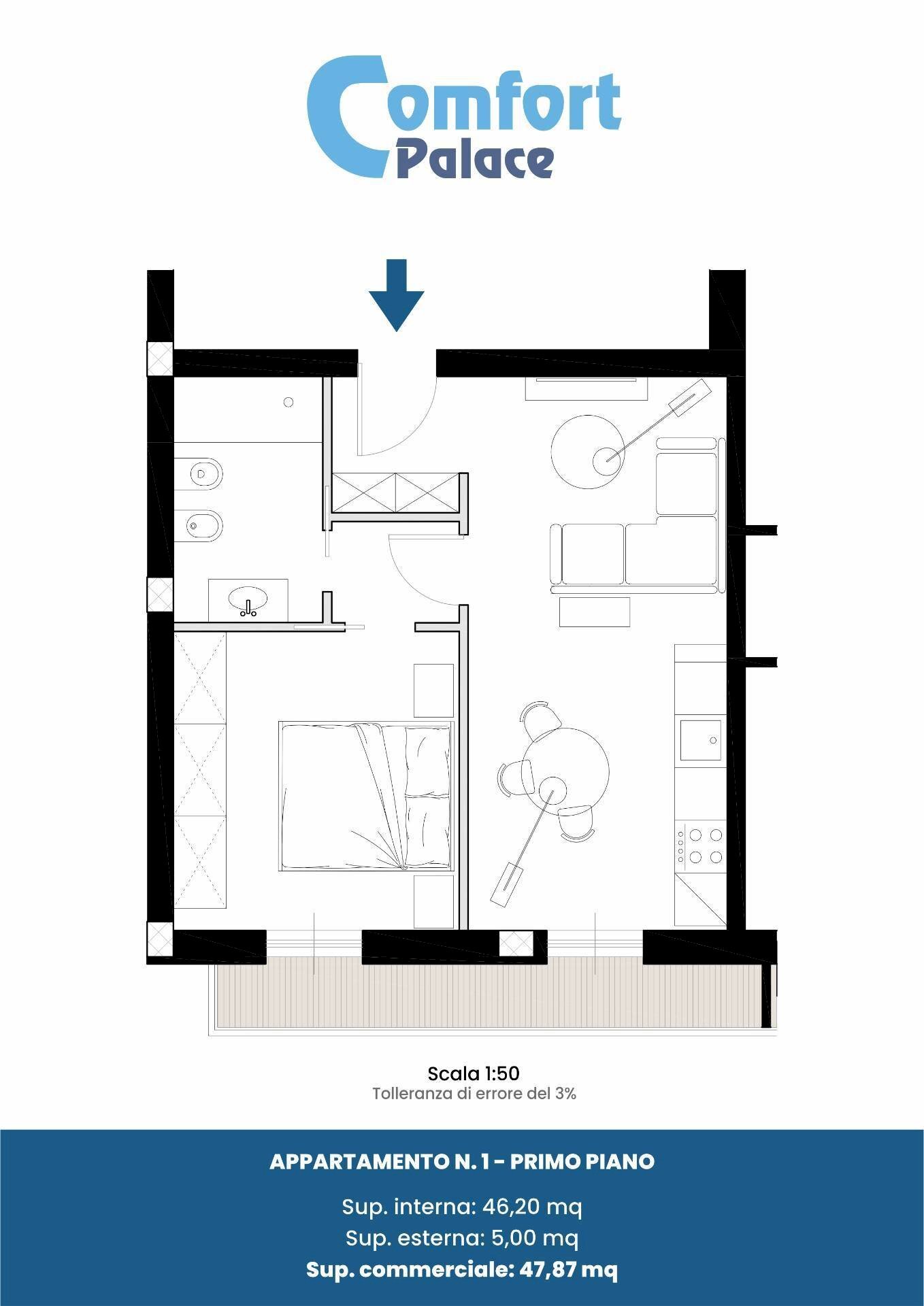 Foto 19 - Bilocale Via Principe di Napoli
 
101, Polignano a Mare - planimetria 1