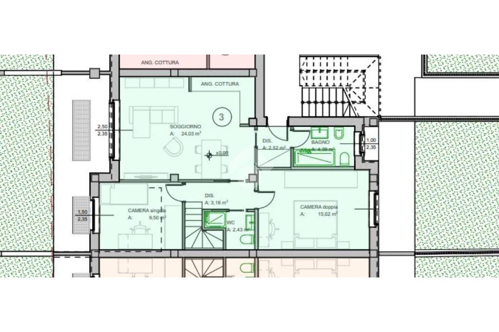 Four-room apartment Via Cervino, Alpignano - floor plans 1