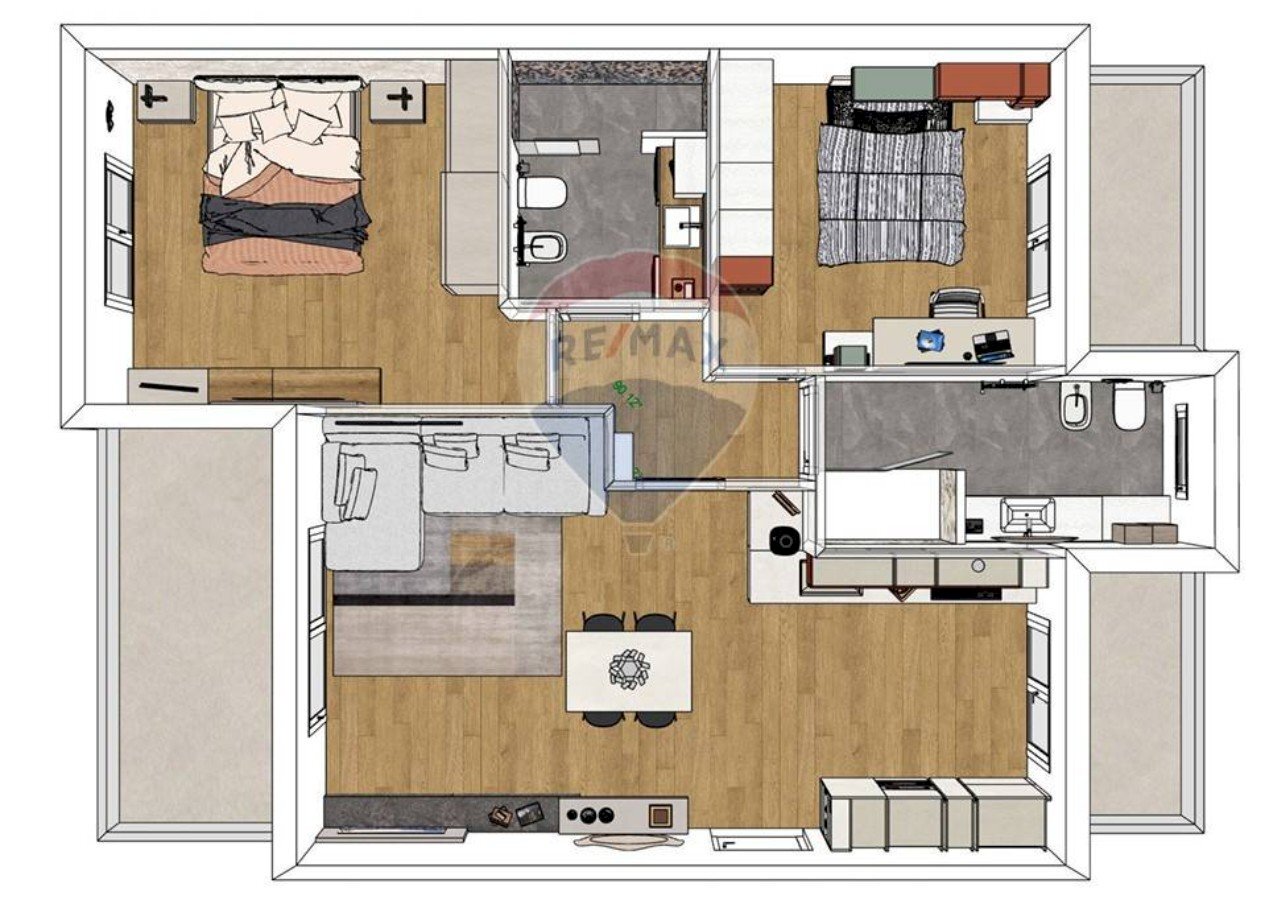 Pianta 2D - Three-room apartment VIA ROMA
 
29, Grumello del Monte - floor plans 1