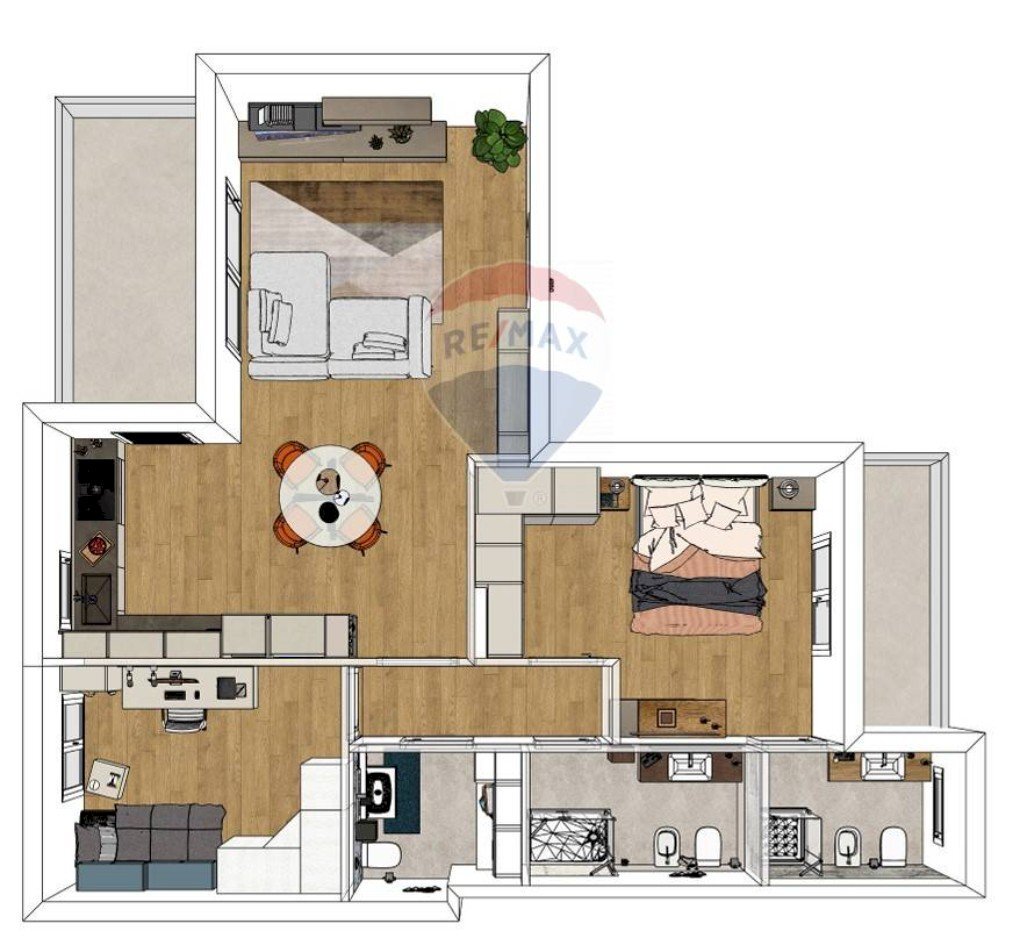 Pianta 3D - Three-room apartment VIA ROMA
 
29, Grumello del Monte - photo 1