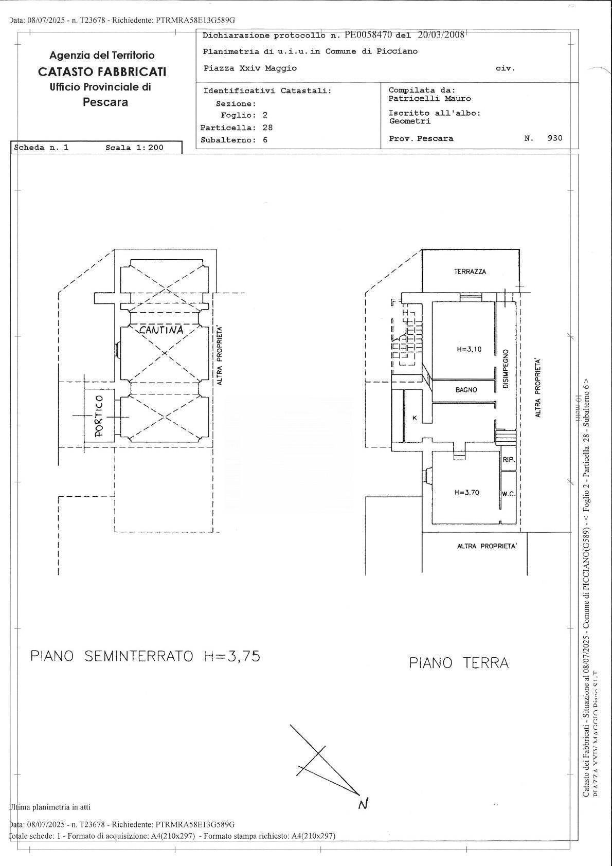 Foto 42 - Casa semi indipendente Piazza XXIV Maggio, Picciano - planimetria 1